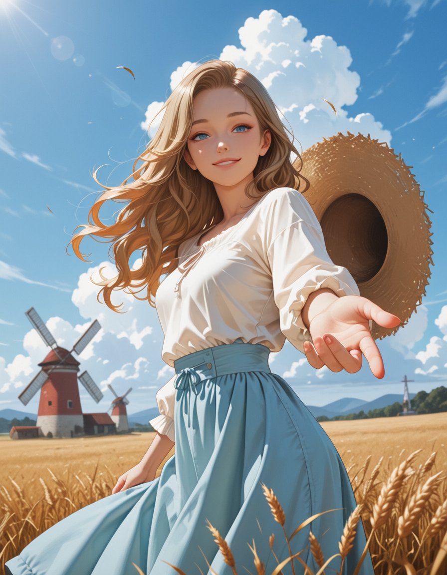 woman,  solo,  long wavy golden hair by Electric Dreams on Tensor.Art