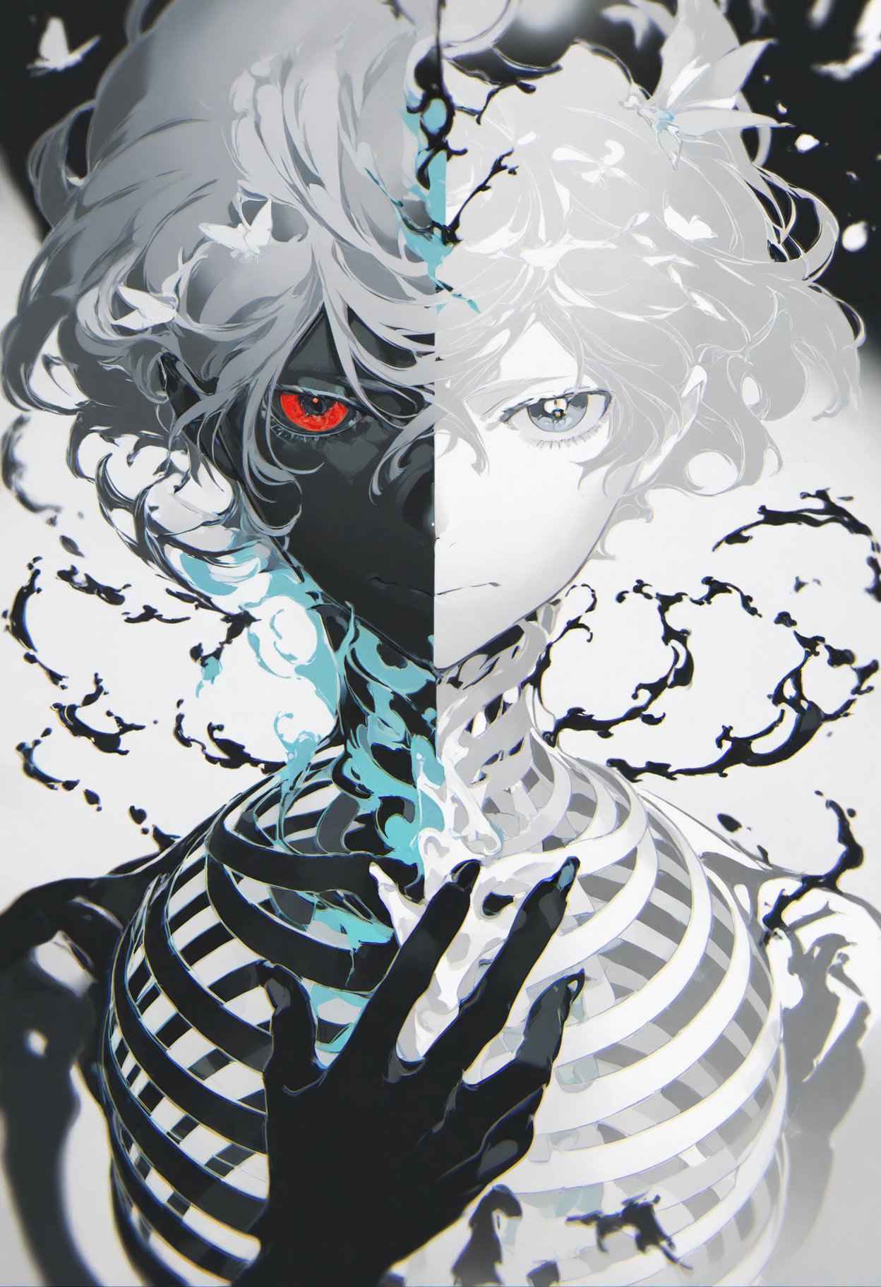 mishanwuhuafeng,  split theme,  looking at viewer by 子行将夜 on Tensor.Art