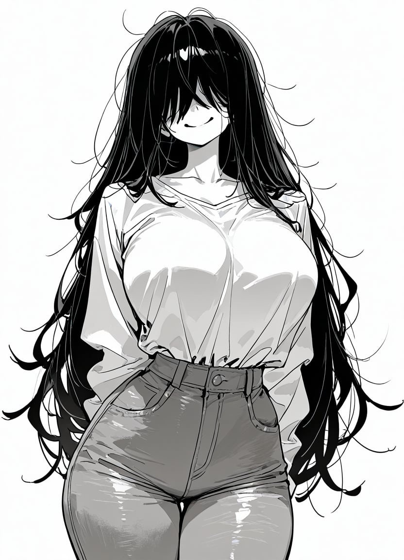 1girl,  hair over eyes,  long hair by Rin_x0 on Tensor.Art