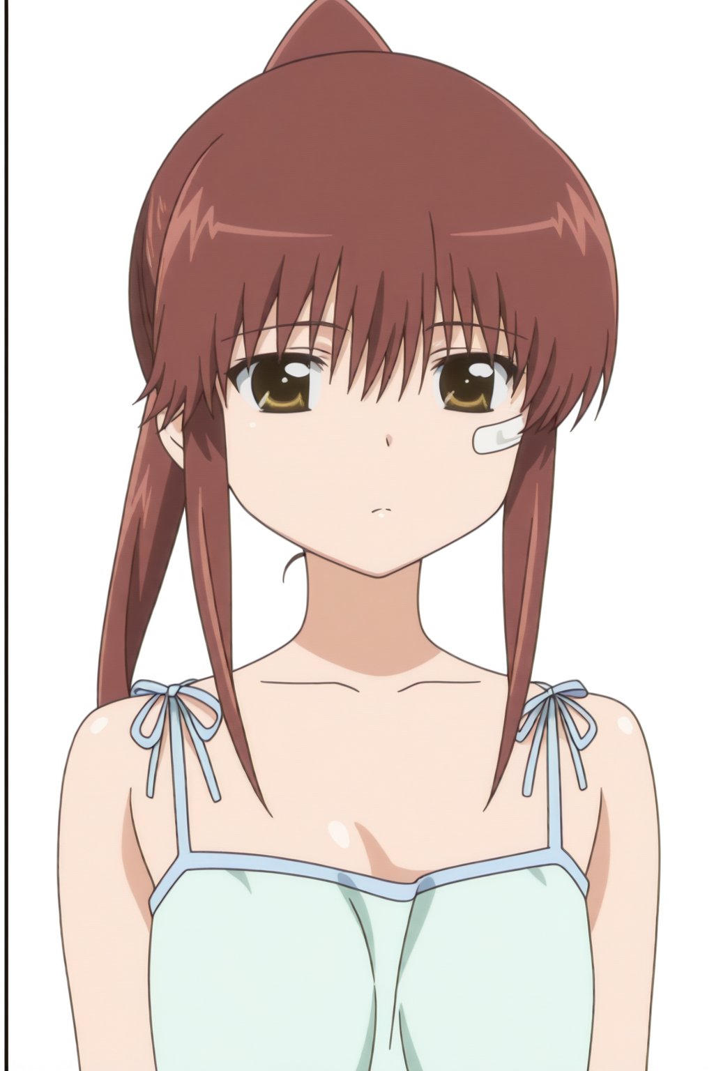 Riko Suminoe,  bandaid on face,  camisole by reprinter on Tensor.Art