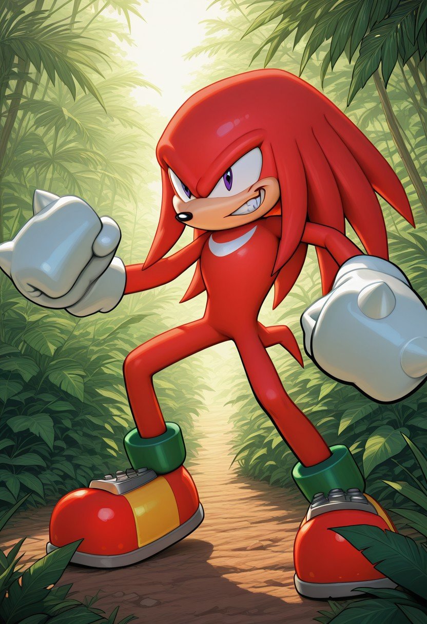 solo male,  Knuckles The Echidna,  red fur by Sonic X on Tensor.Art