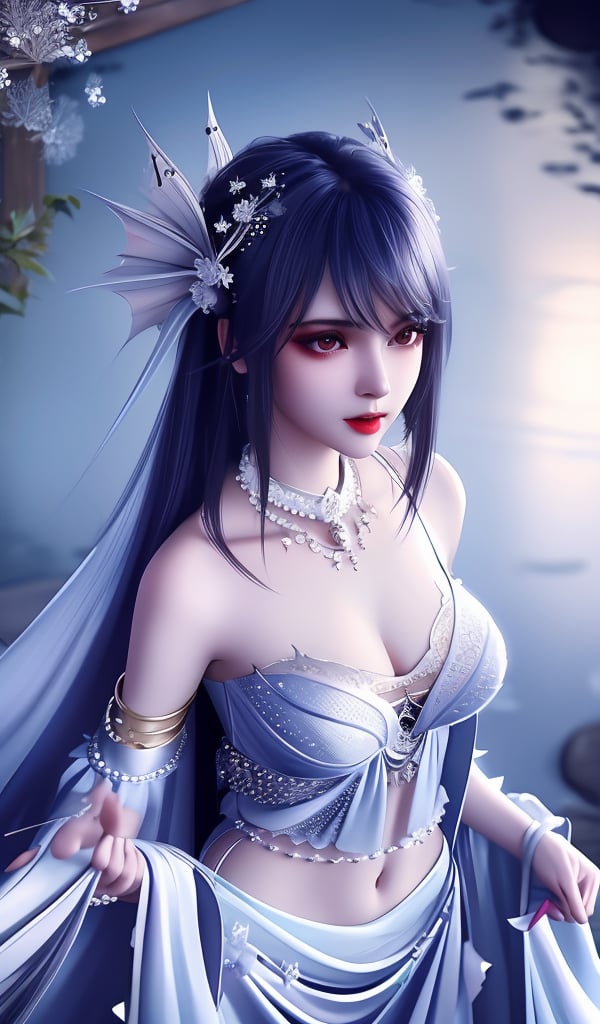 <lora:644-DA-神印王座-圣采儿-TYPE1:0.8>(,1girl, ,best quality, ),looking at viewer,  ,,ultra detailed background,ultra detailed background,ultra realistic 8k cg, ,masterpiece, spider lily,full moon, (cleavage), (),