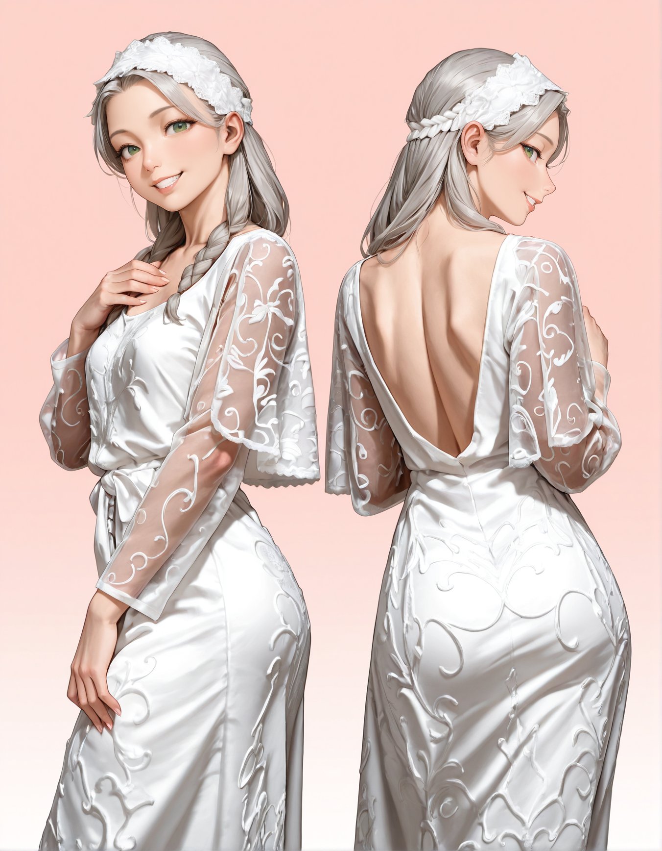 white dress,  see-through sleeves,  long sleeves by miaomiao on Tensor.Art