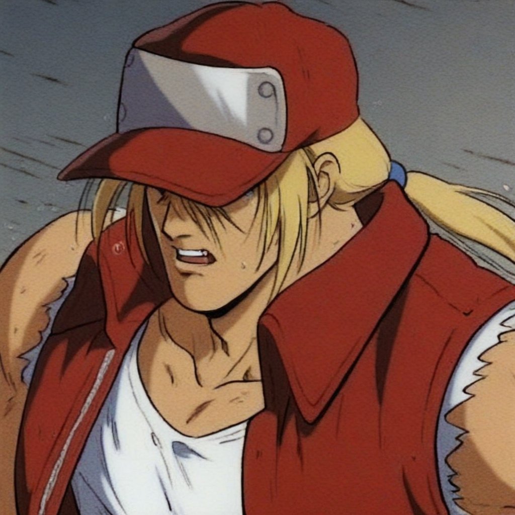 terry bogard-1male focus,  anime screencap,  masterpiece by Dadadala on Tensor.Art