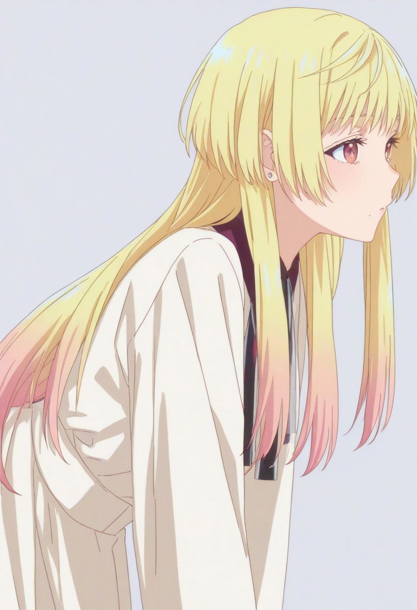 kinosaki,  blonde hair with orange tips,  hime cut by Hot Anime Girls on Tensor.Art