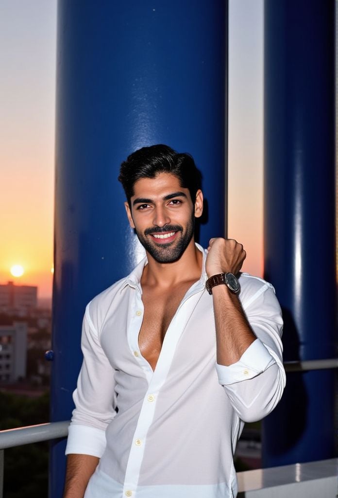 Smaran Sahu ,  smiling in open shirt,  sexy by HottiesnHotties on Tensor.Art
