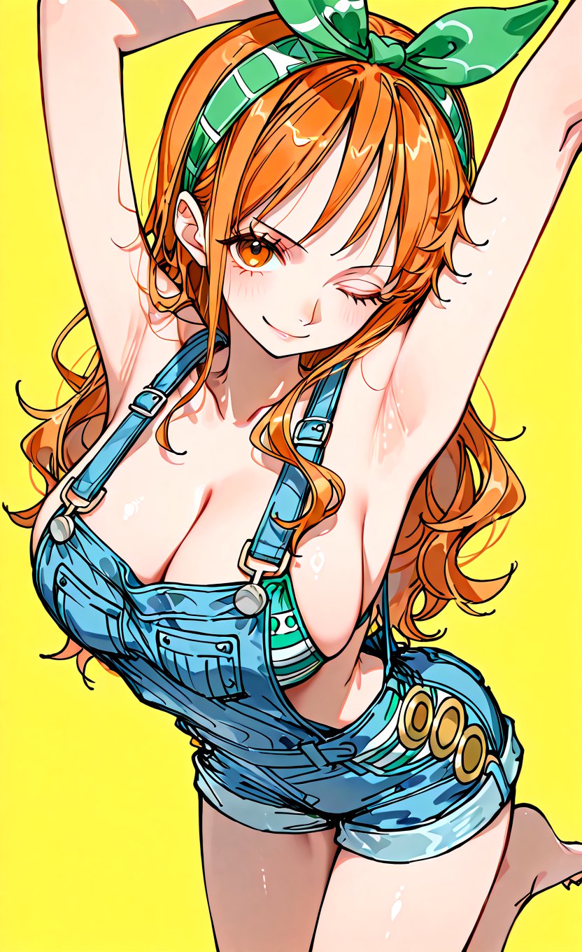 1girl,  nami (one piece),  overalls by Rin_x0 on Tensor.Art