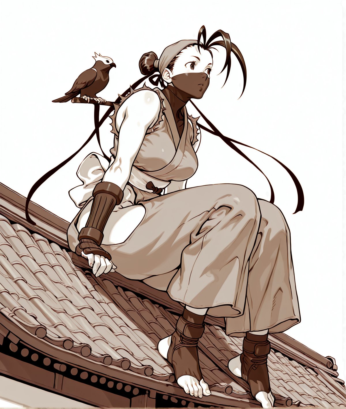 Nishimura_Kinu_Style,  1girl,  monochrome by HaZE on Tensor.Art