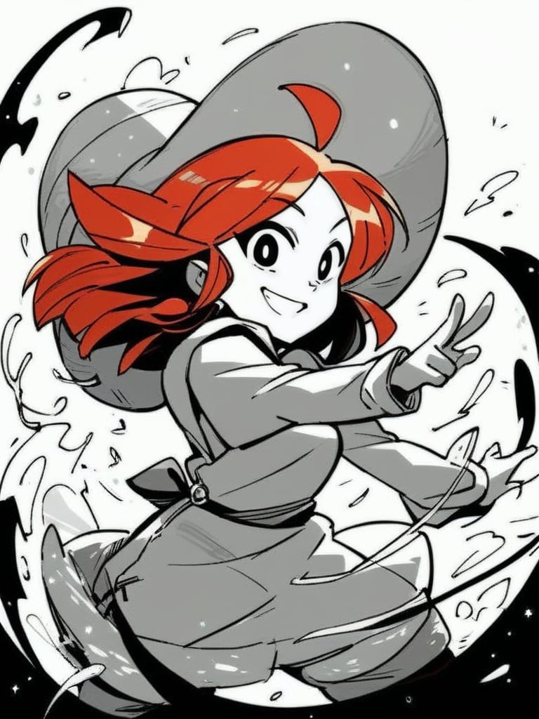 score_9, score_8_up, score_7_up, score_6_up, cute girl, musical note, tunic, magical staff, red hair, big hat, epic pose, light smile, bright pupils, particles around, splash art, pants, looking at viewer, cowboy shot, dynamic pose, smile, cute, wide shot, solo, dutch angle, <lora:INKtoonXLP_Style:1> InkToon, monochrome, black eyes, simple white  background, cute, sketch, thin line, cartoon, splash art, concept art