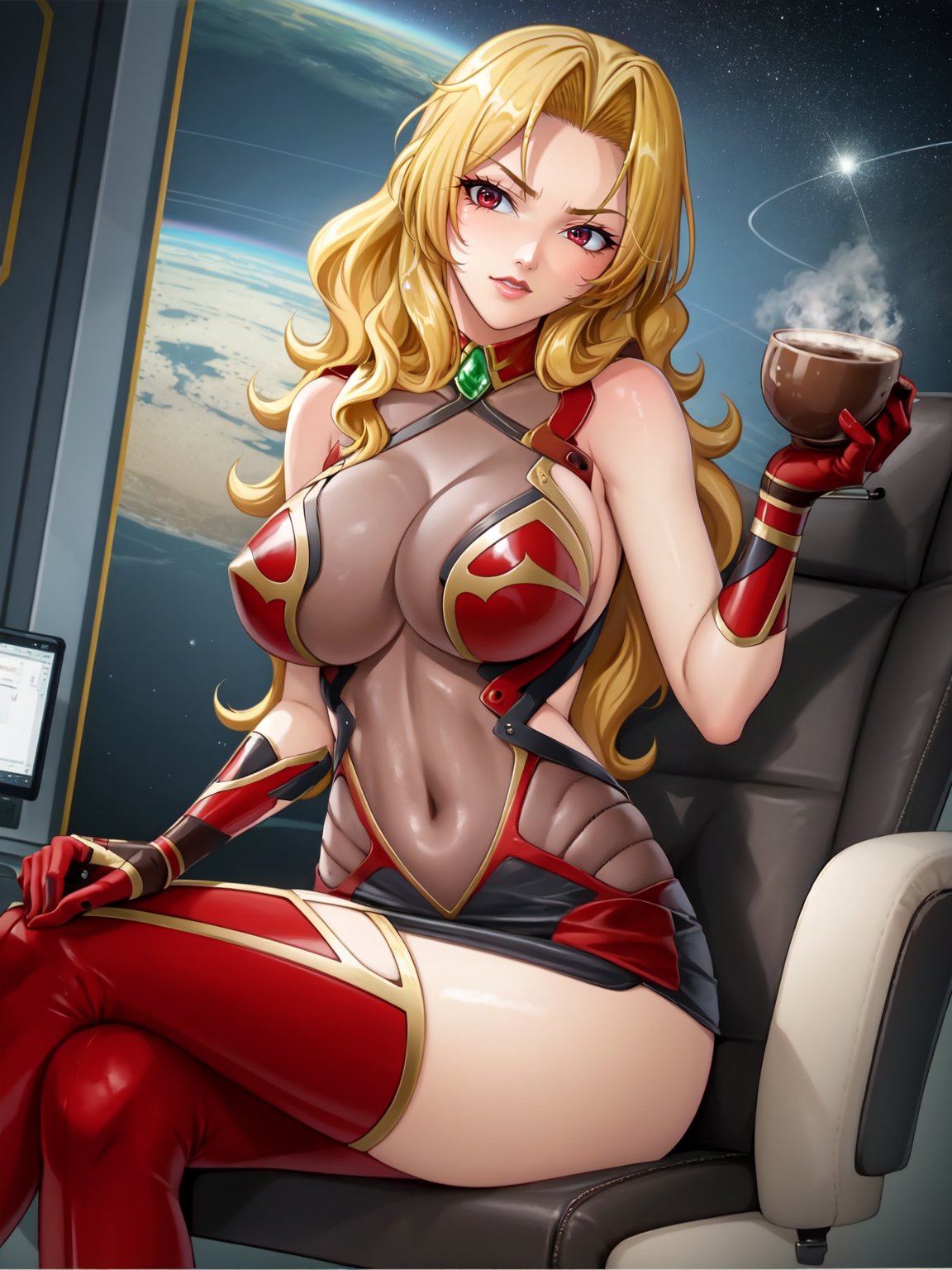 masterpiece,  high quality,  Alicia Viewstroem is sitting on chair by Enigmata on Tensor.Art