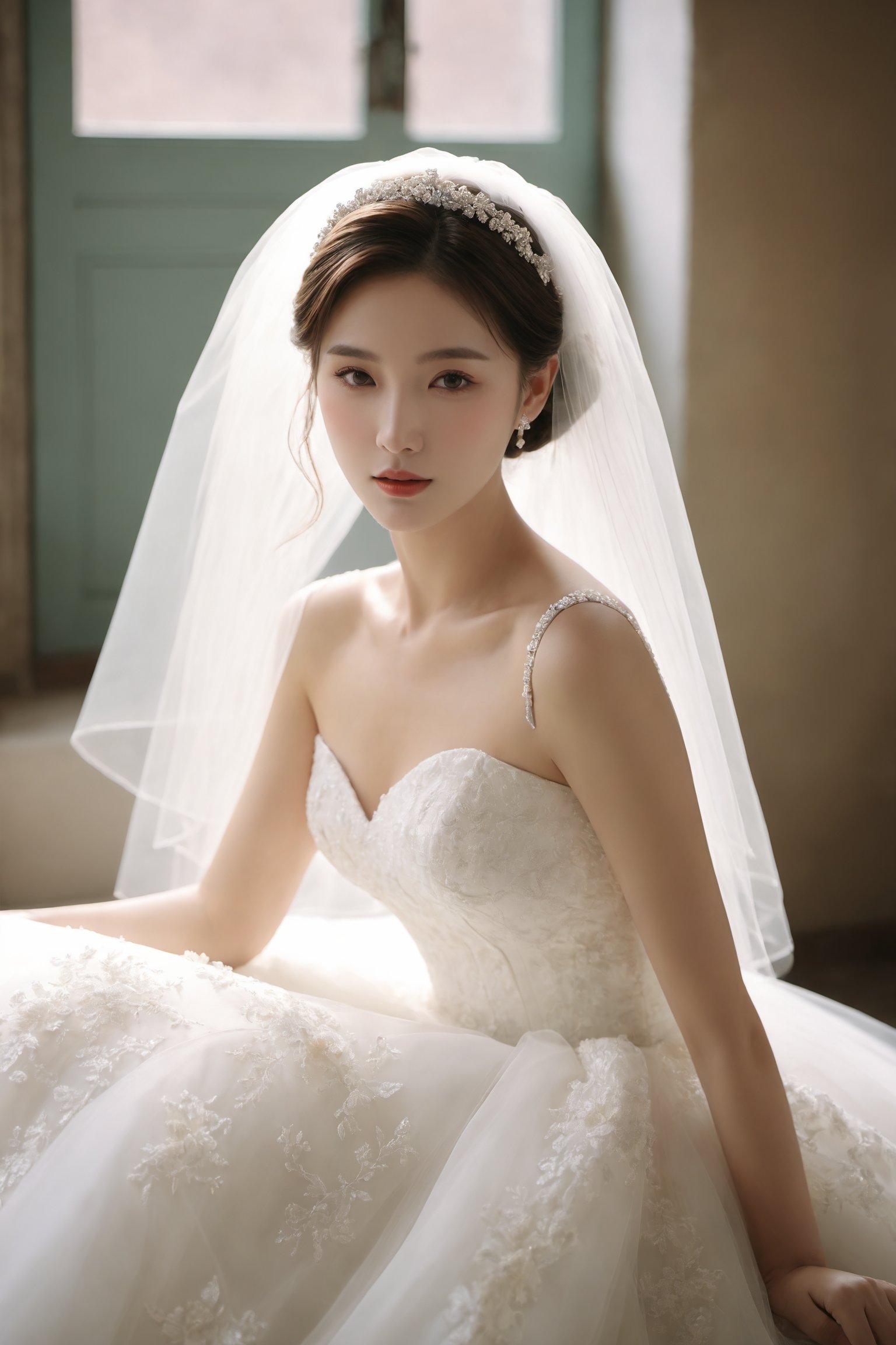 masterpiece,best quality,realistic,film grain,1girl,wedding dress