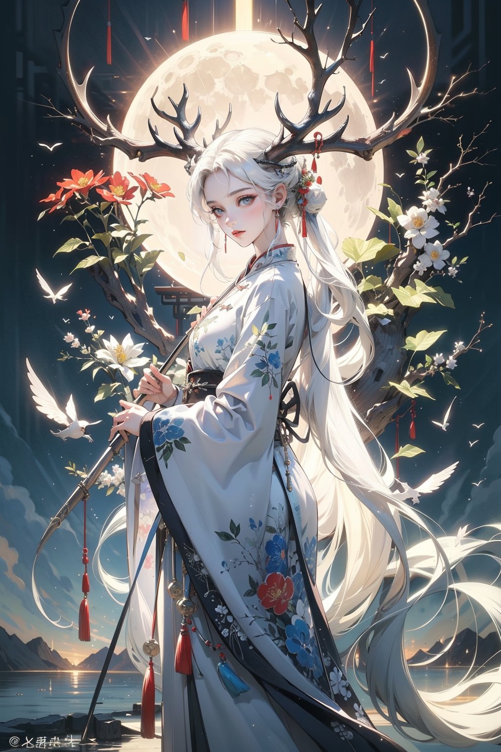 1girl,  chinese clothing,  flower by miaomiao on Tensor.Art