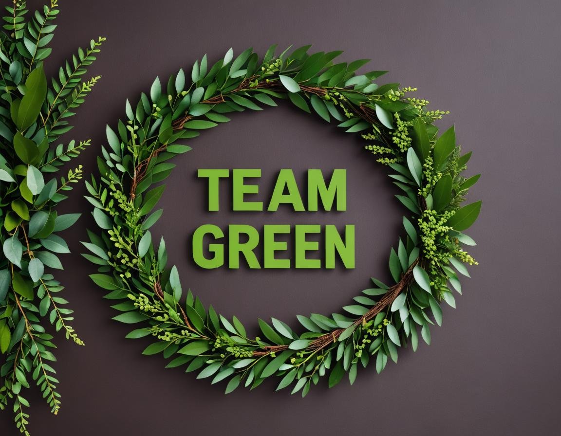 wreath design with the words TEAM GREEN.