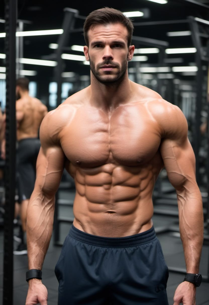 4k,  Charlie Weber a man in the gym,  sweaty by HottiesnHotties on Tensor.Art