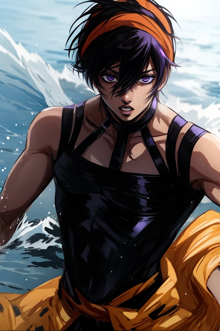 purple eyes,  narancia,  parted lips by TropicalUniverse on Tensor.Art