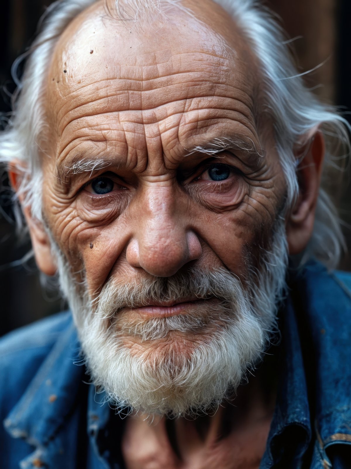 closeup portrait emotional photo of old man in rugged bluesman clothes, face, 8k uhd, high quality, film grain, looking at viewer, portrait, (skin pores:1.2), (moles:0.8), (imperfect skin:1.1)