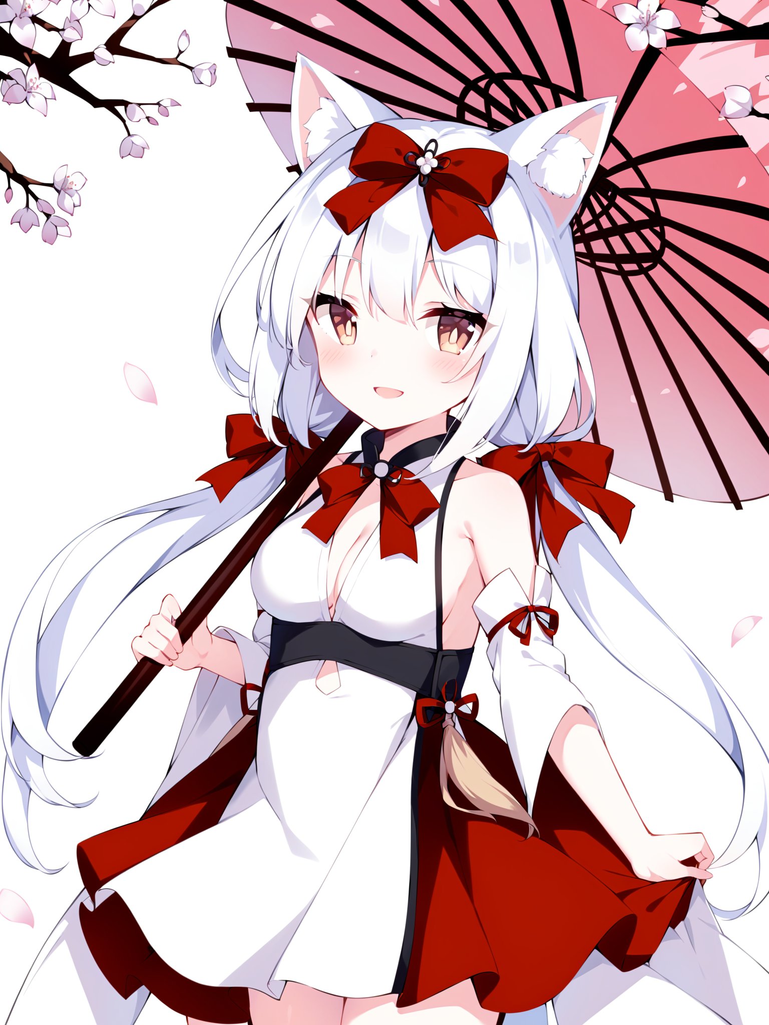 cat ears,  red bow,  white hair by 超市里扫货 on Tensor.Art