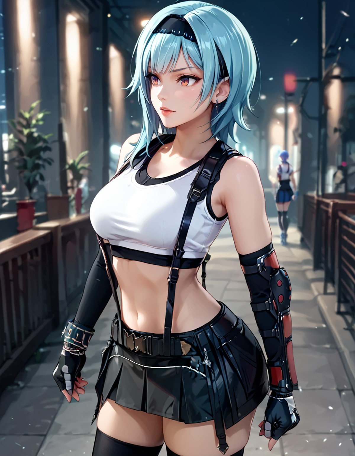 score_9, score_8_up, score_7_up,eula wearing t1fa outfit, short blue hair, black hairband, <lora:tifa:1>