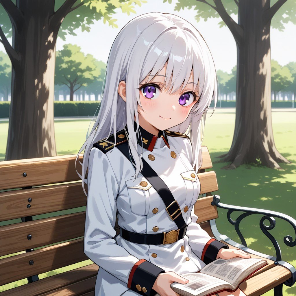 1girl,  solo,  sitting on a wooden bench by user_858742504529350538 on Tensor.Art