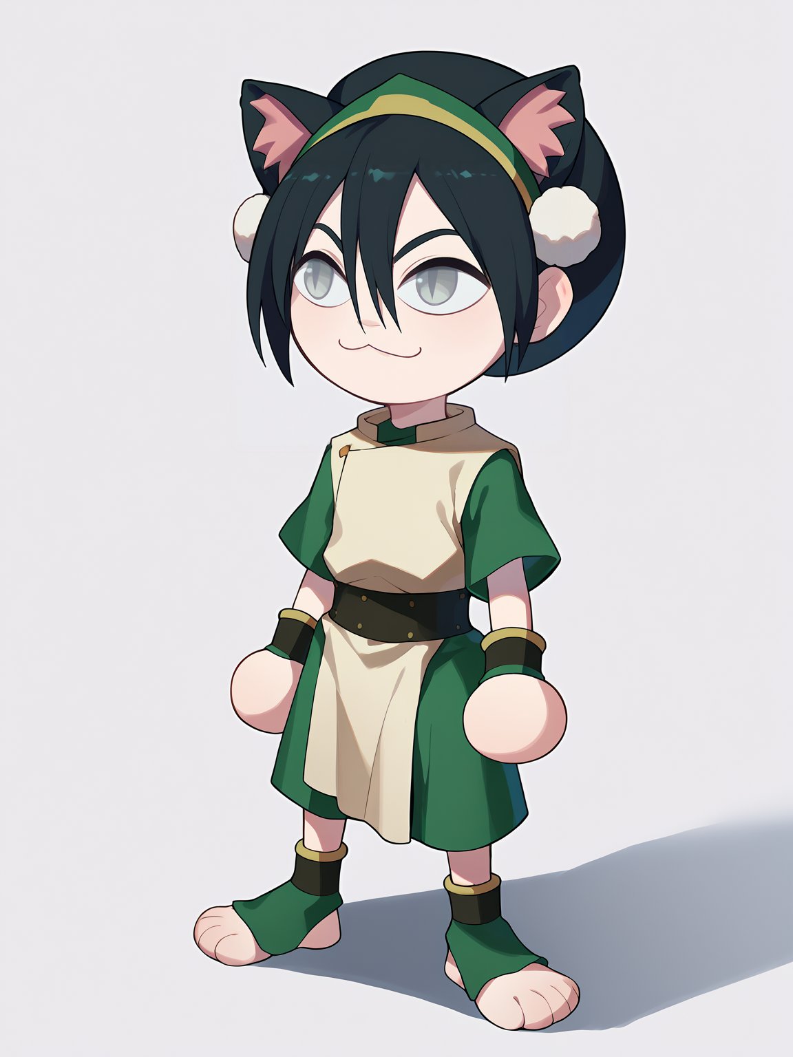 score_9, score_8_up, score_7_up, BREAK,1girl, necoarc, (cat ears:1.3),toph, grey eyes, tunic, chinese clothes, baggy capri pants,(chibi:1.3), slit pupils, solo, full body, white background <lora:necoarc-guy-PONY-v1:1.2>   <lora:TophXL:1>