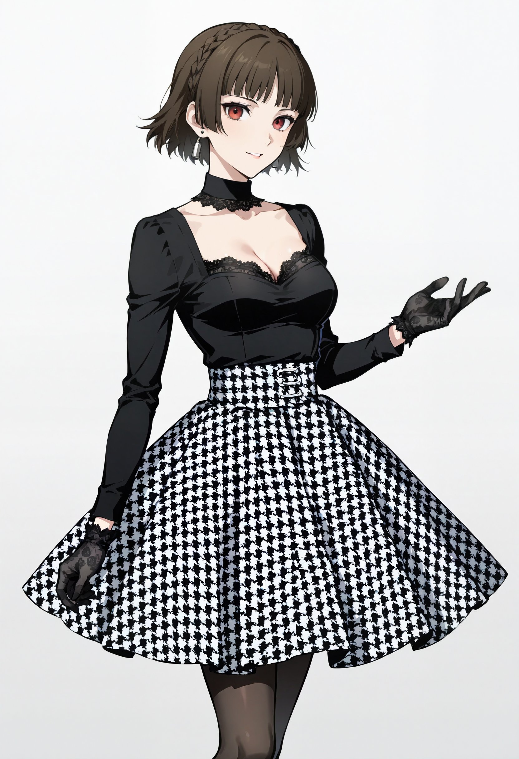solo,  1girl,  houndstooth skirt by YXC_HM on Tensor.Art