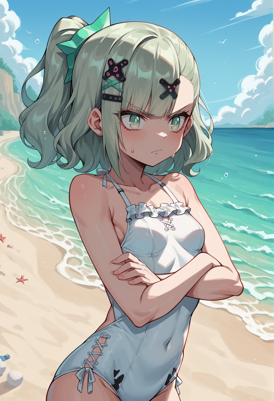 1girl,  green hair,  medium hair by user_735282200731431107 on Tensor.Art