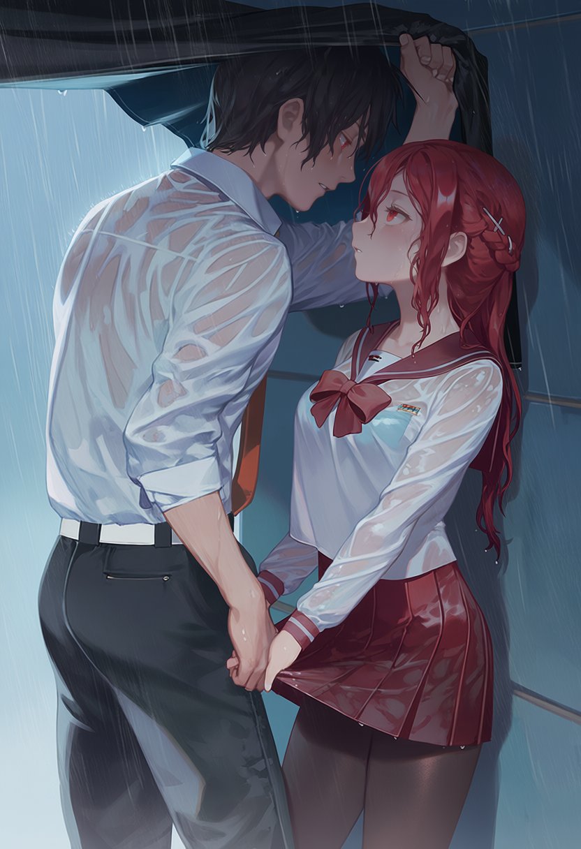 1girl,  1boy,  school uniform by silvermoong on Tensor.Art