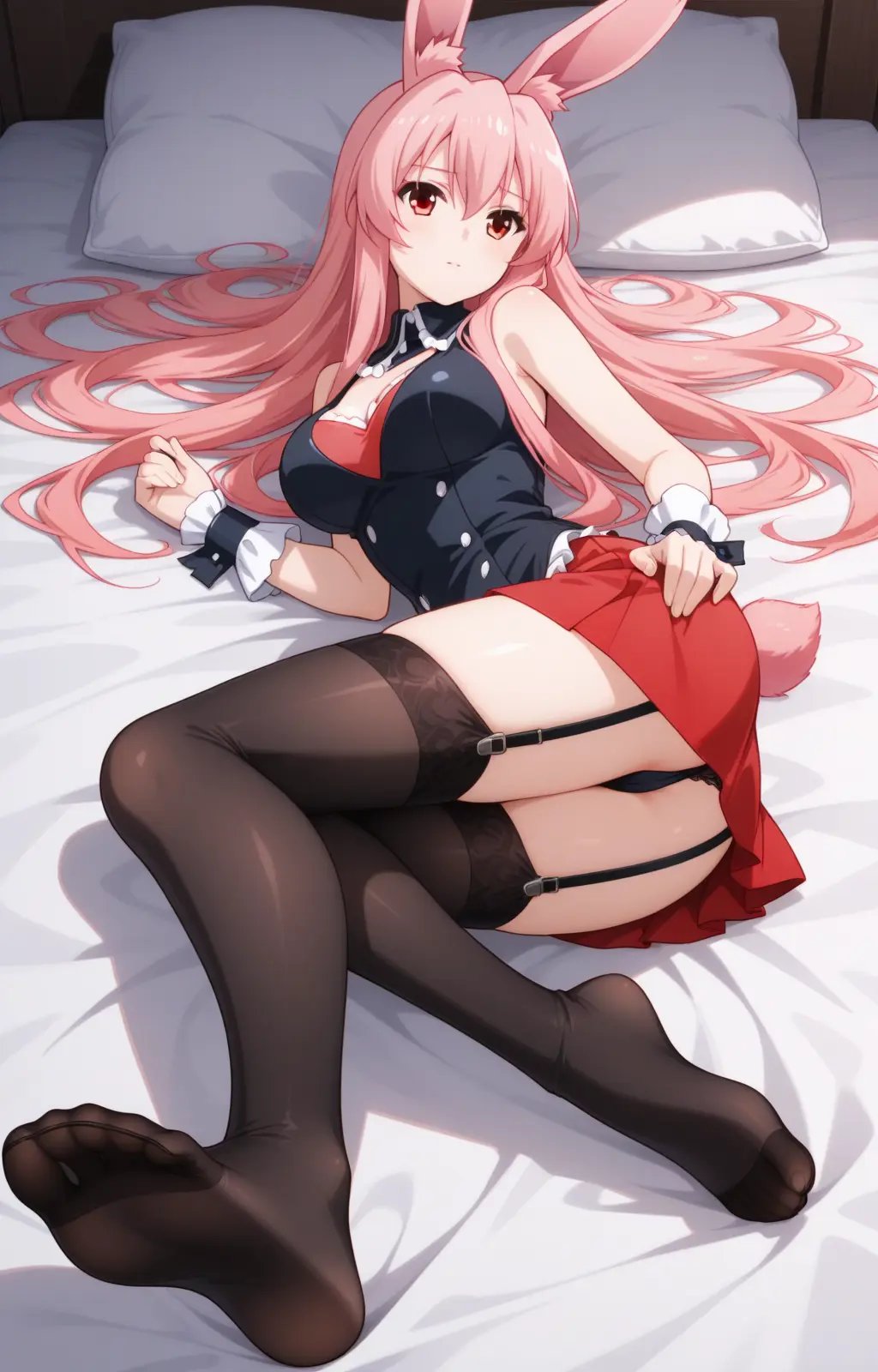 pc-kurousagi,  red eyes,  long hair by reprinter on Tensor.Art