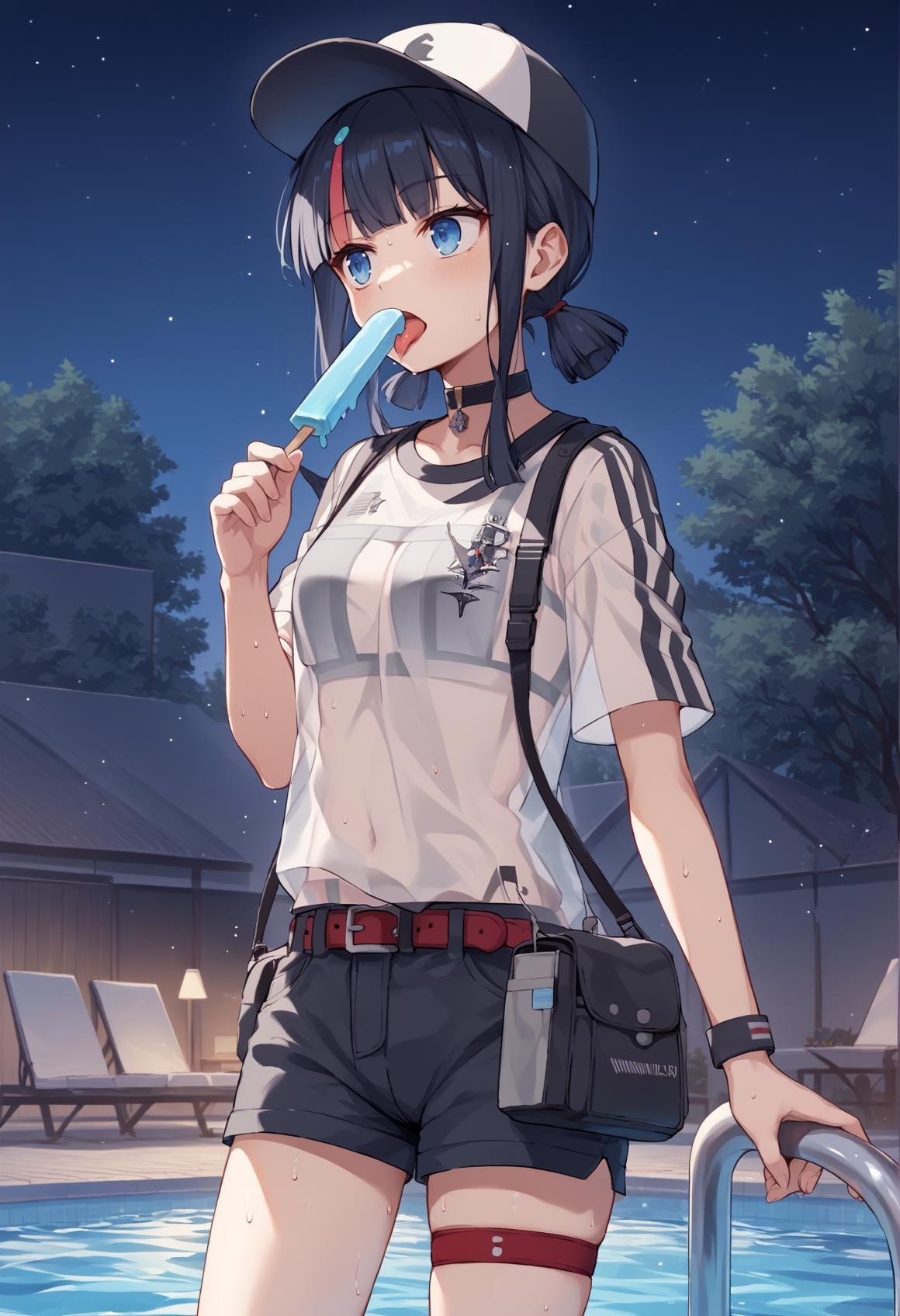 1girl,  black hair,  streaked hair by Ttan on Tensor.Art