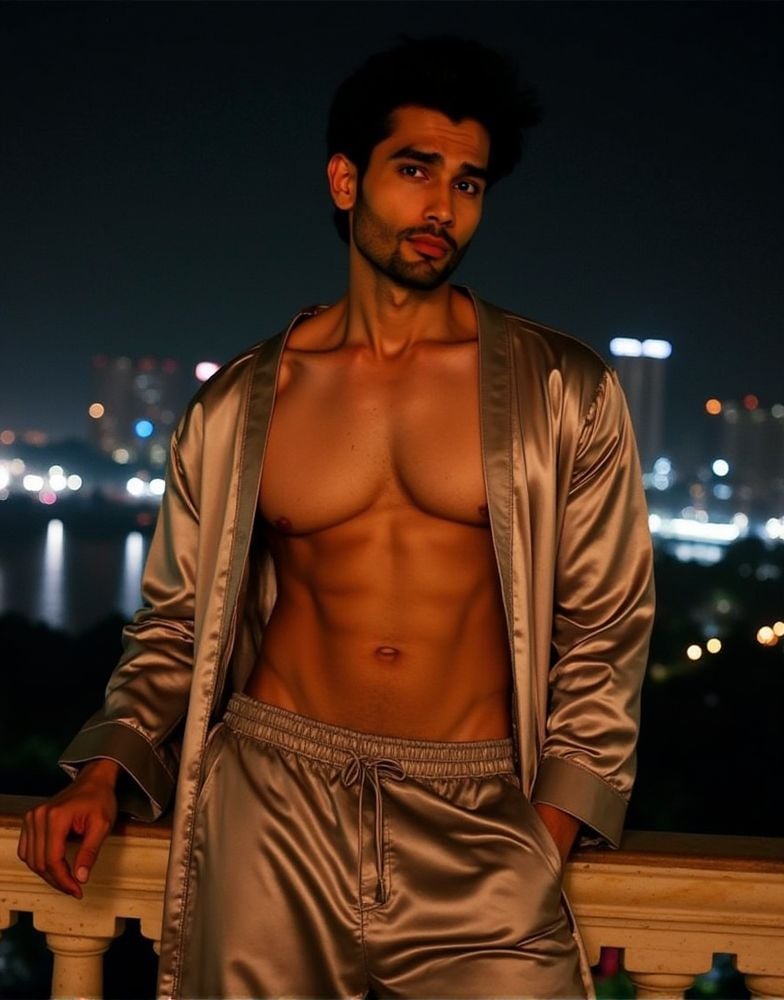 Rohit Khandelwal ,  direct eye contact,  six pack abs by HottiesnHotties on Tensor.Art