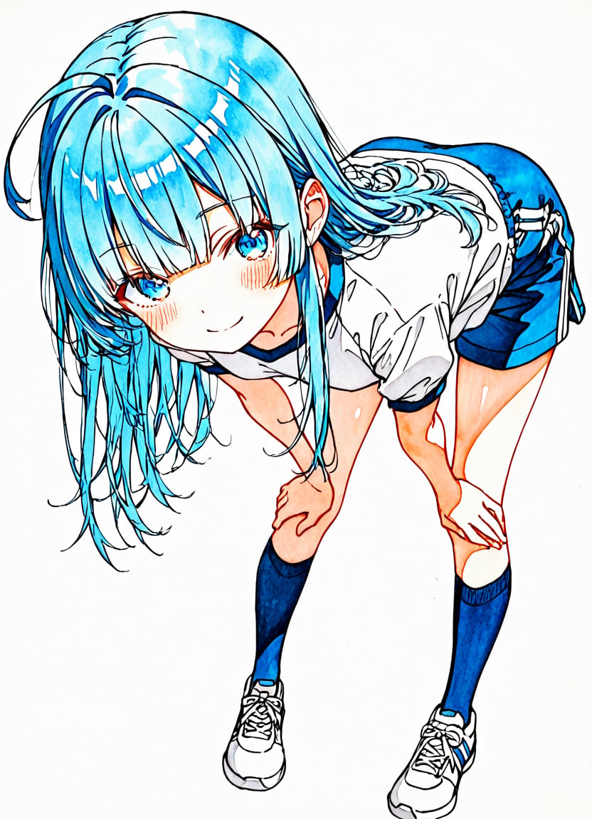 1girl,  solo,  blue shorts by Rin_x0 on Tensor.Art