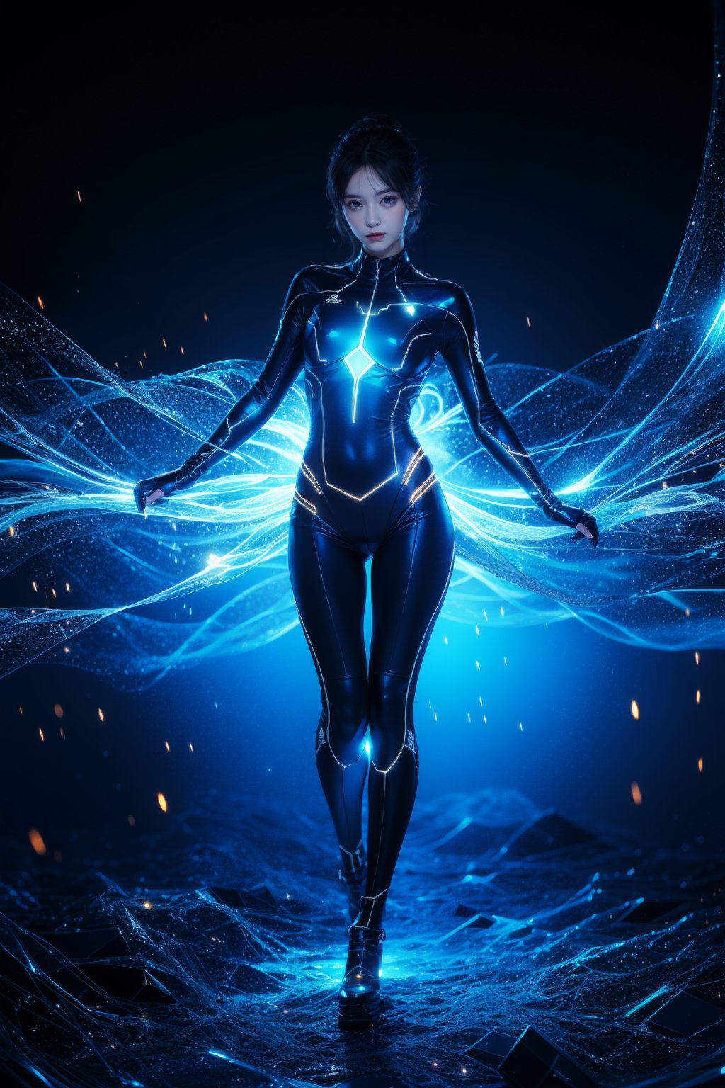 1girl,full body,glowing,light particles,no humans,<lora:麻袋2024-020科技场景权重0.5-0.9:0.7>,blue_theme,, masterpiece,best quality,ultra-detailed,