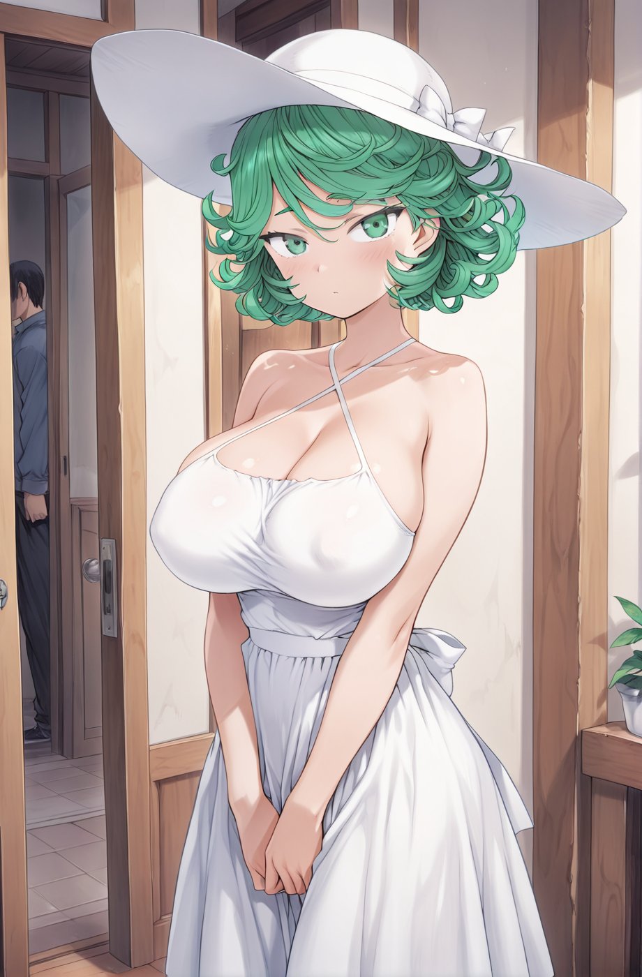tatsumaki ppoi tsuma,  green eyes,  green hair by Hanna on Tensor.Art