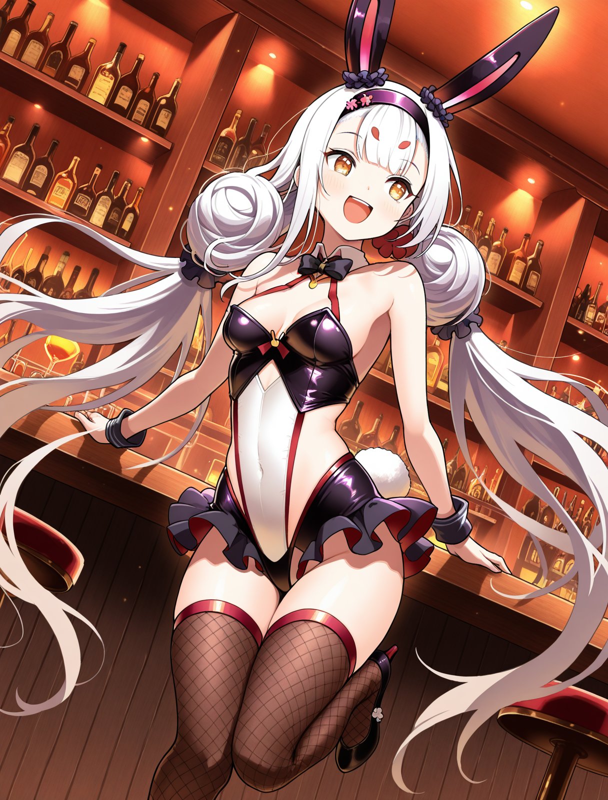 shimakaze \(world's speediest bunny waitress\) \(azur lane\),  bar_(place),  :d by sk on Tensor.Art