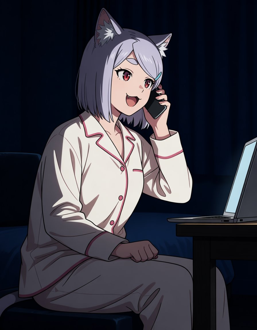 imoko satou (yaki neko),  short hair,  grey hair by soralz on Tensor.Art