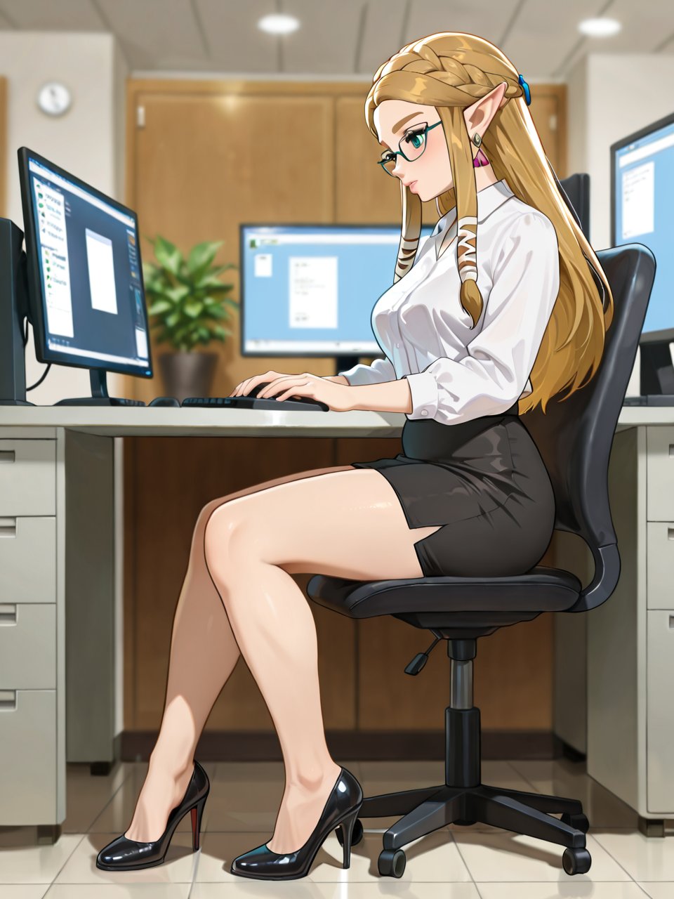 female,  princess zelda (twilight princess),  office attire by miaomiao on Tensor.Art