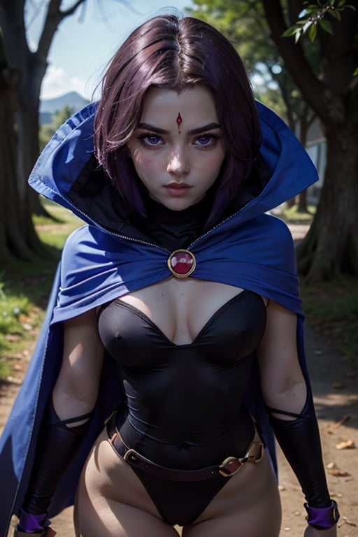 A stunning and intricate full color portrait in Ultra-HD,  16 year old girl,  short purple hair by KingDead on Tensor.Art