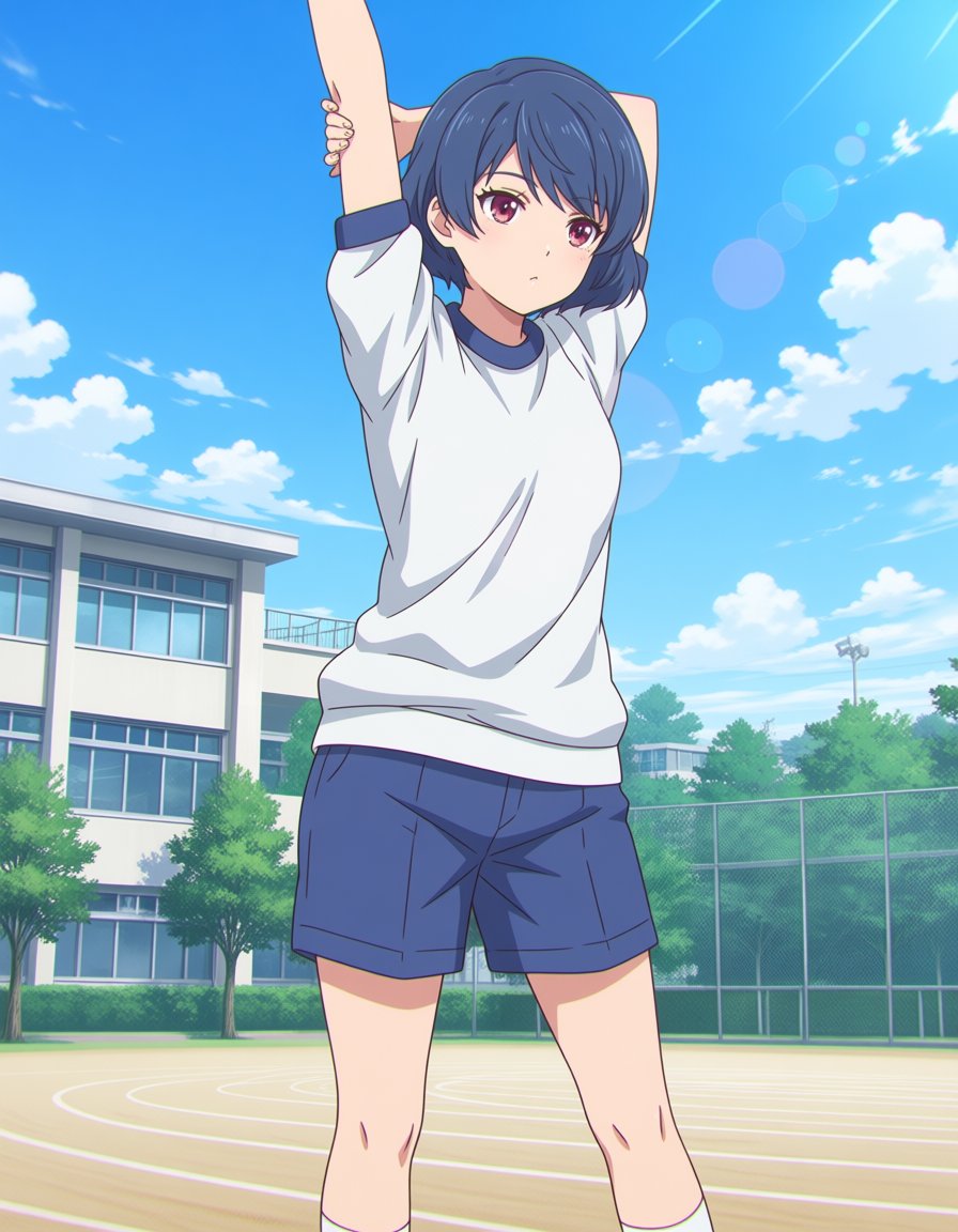 1girl,  stretching,  outdoors by soralz on Tensor.Art
