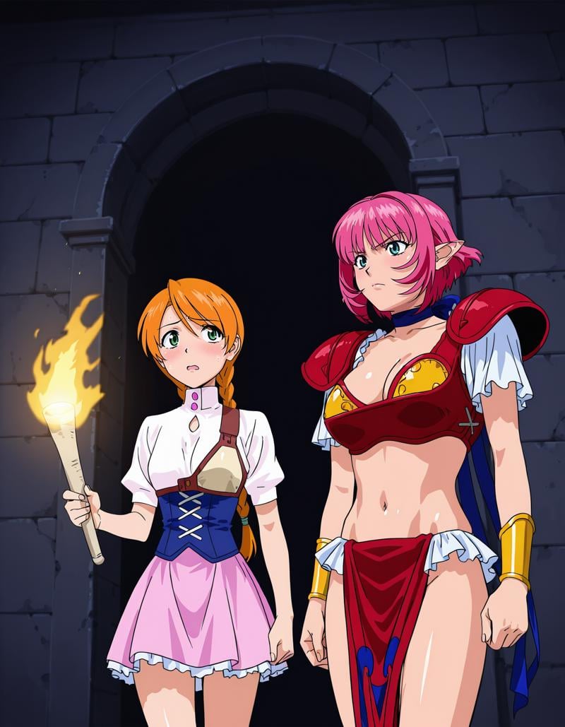 2girls,  walking,  dungeon by Ttan on Tensor.Art