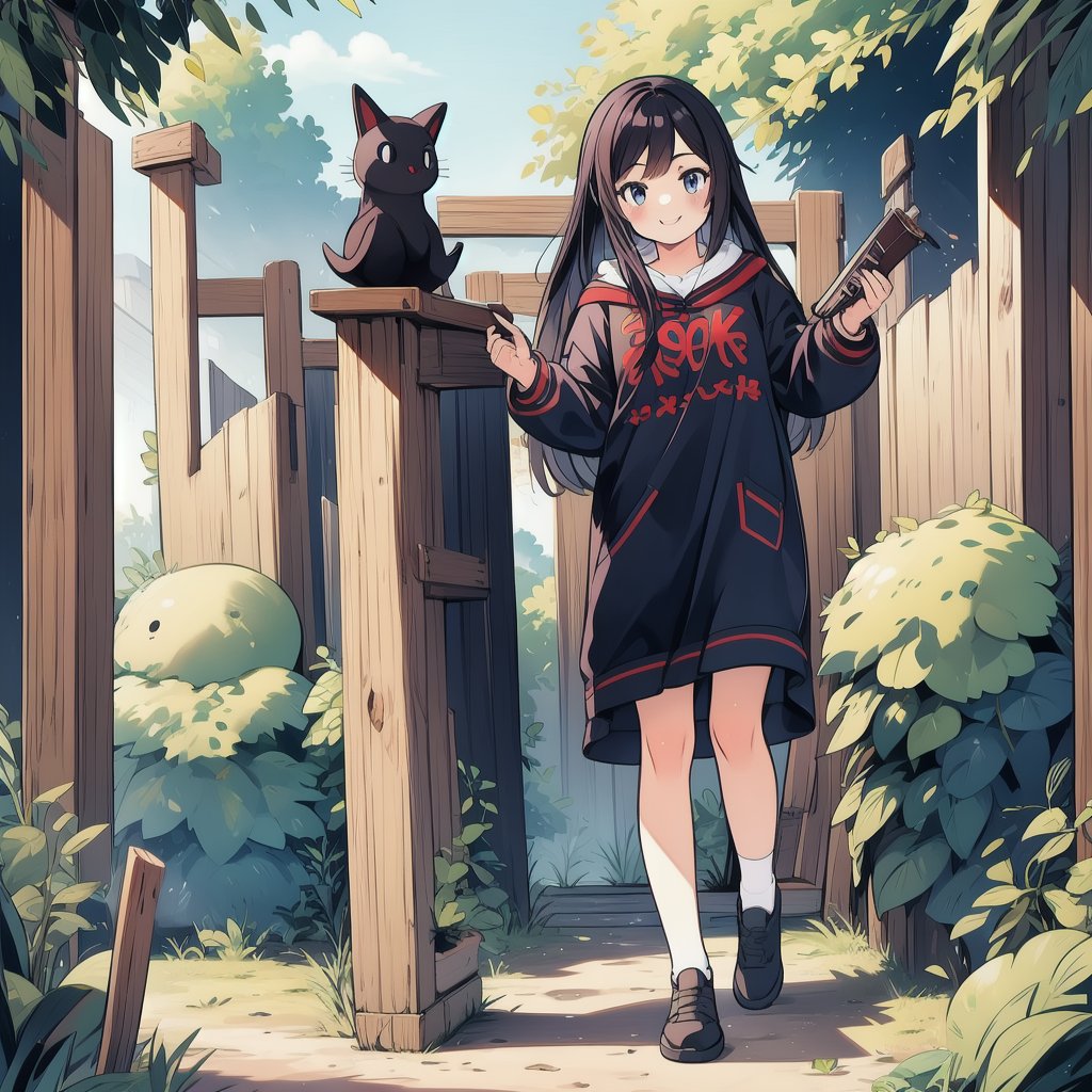 (masterpiece), (best quality), (extremely detailed), (1girl), solo, (pretty cute girl), looking at viewer, smile, slender, evenly sized eyes, extremely detailed eyes, full body, outdoors, extremely detailed wallpaper, (completely detailed features), 16k