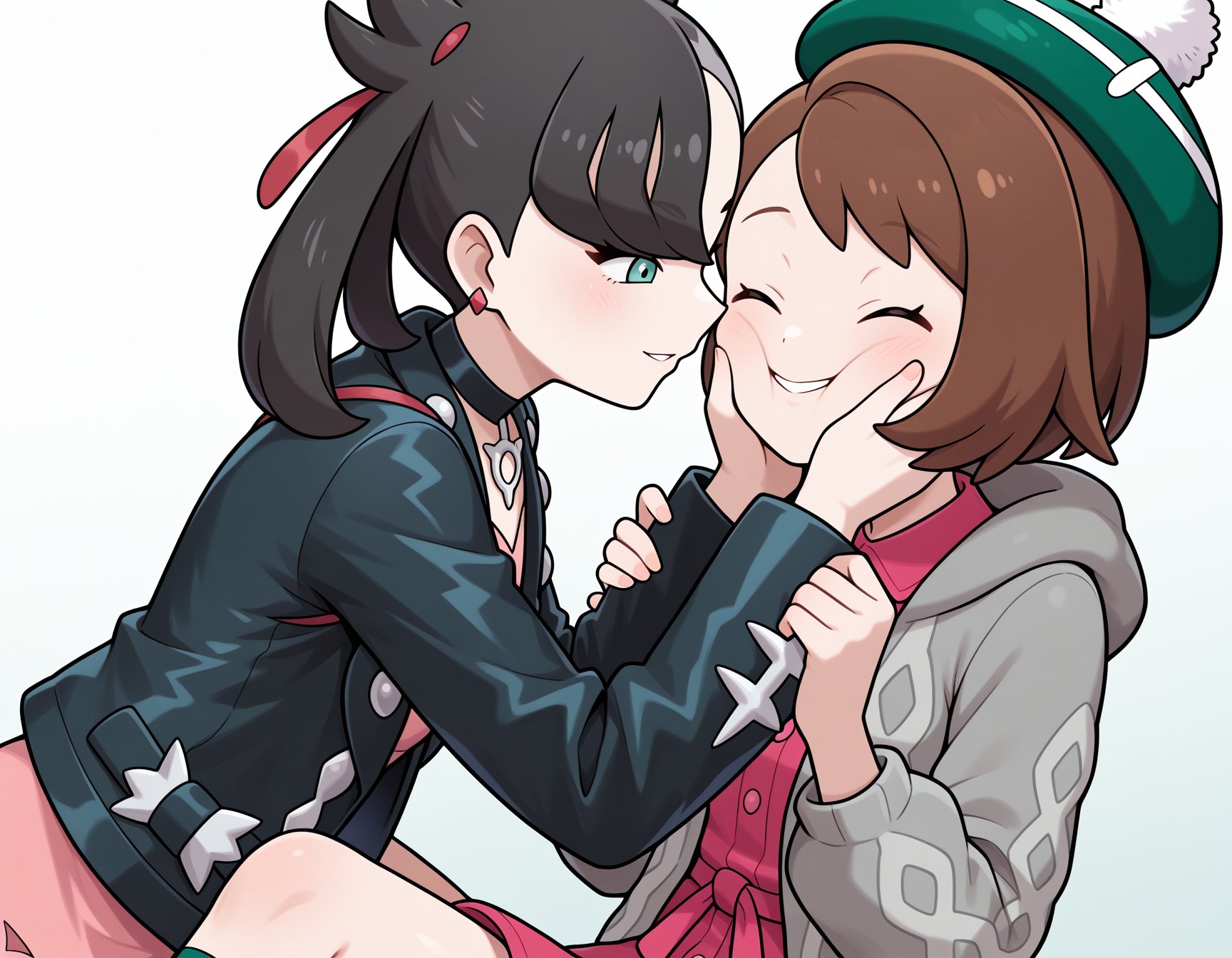2girls,  hands on another's cheeks,  cheek squash by Min on Tensor.Art