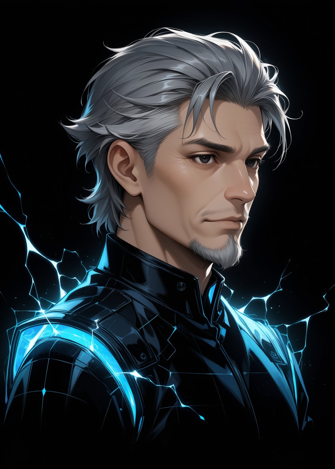 Masterpiece,  only the outline glows blue,  digital art by ふぃあ TKTD on Tensor.Art