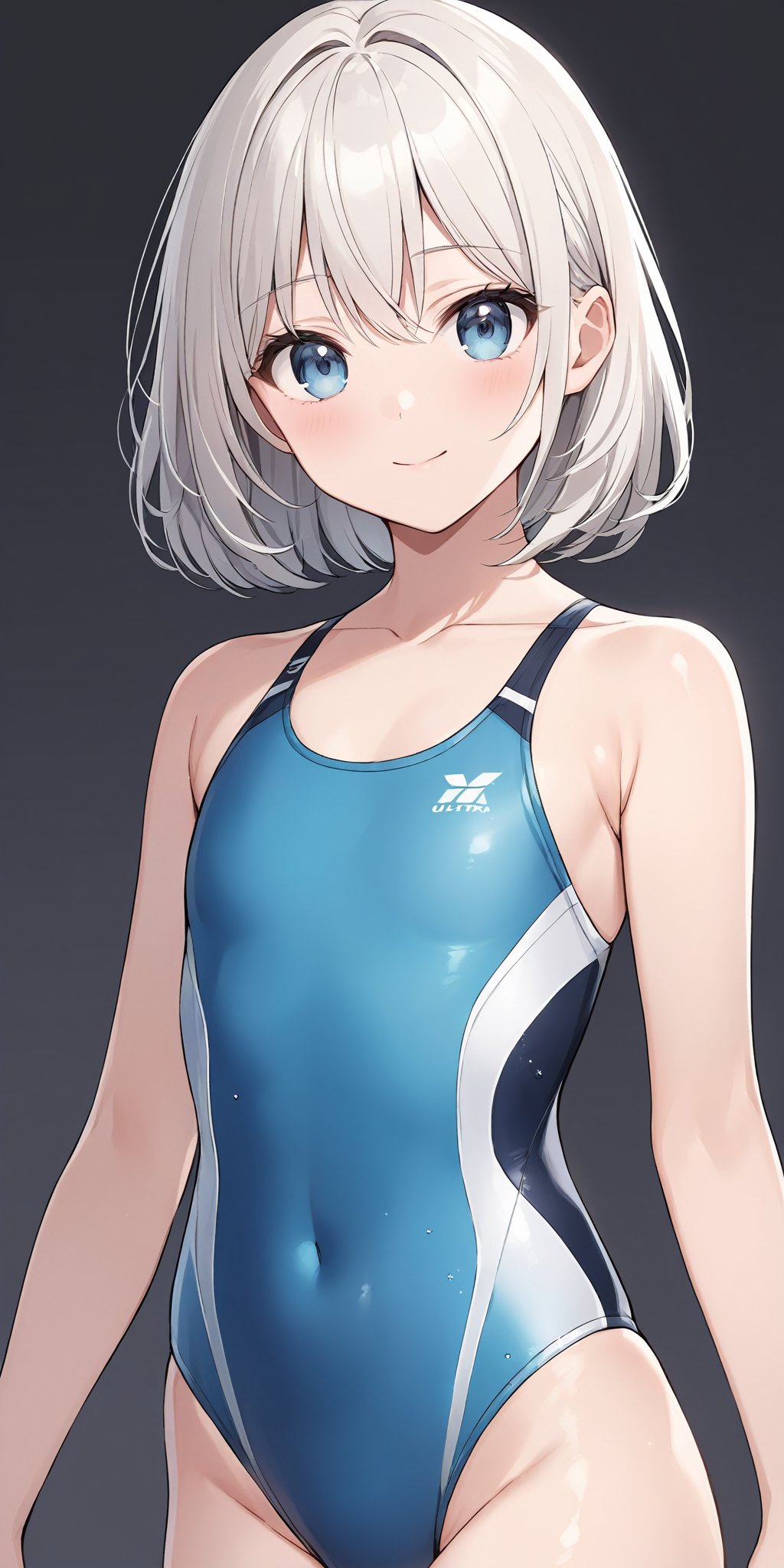 masterpiece,ultra-detailed,best quality,8K,illustration,cute face,clean skin ,shiny hair,girl,ultra-detailed-eyes,simple background, <lora:add-detail-xl:1>  <lora:Competitive Swimsuit_XL_V1.0:1> competitive swimsuit