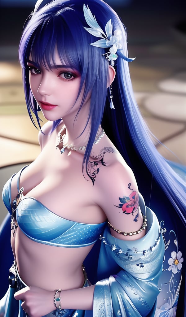 <lora:644-DA-神印王座-圣采儿-TYPE1:0.8>(,1girl, ,best quality, ),looking at viewer,  ,,ultra detailed background,ultra detailed background,ultra realistic 8k cg,, ,masterpiece, (( , )),ultra realistic 8k cgSurrounded by strange, movie perspective, advertising style, Colorful background, splash of color A beautiful woman with delicate facial features,tattoo all over body, flower arms,from above,