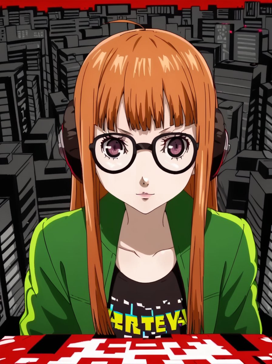 detailed background, shiny skin, <lora:persona5.pony:1>,persona5, futaba,