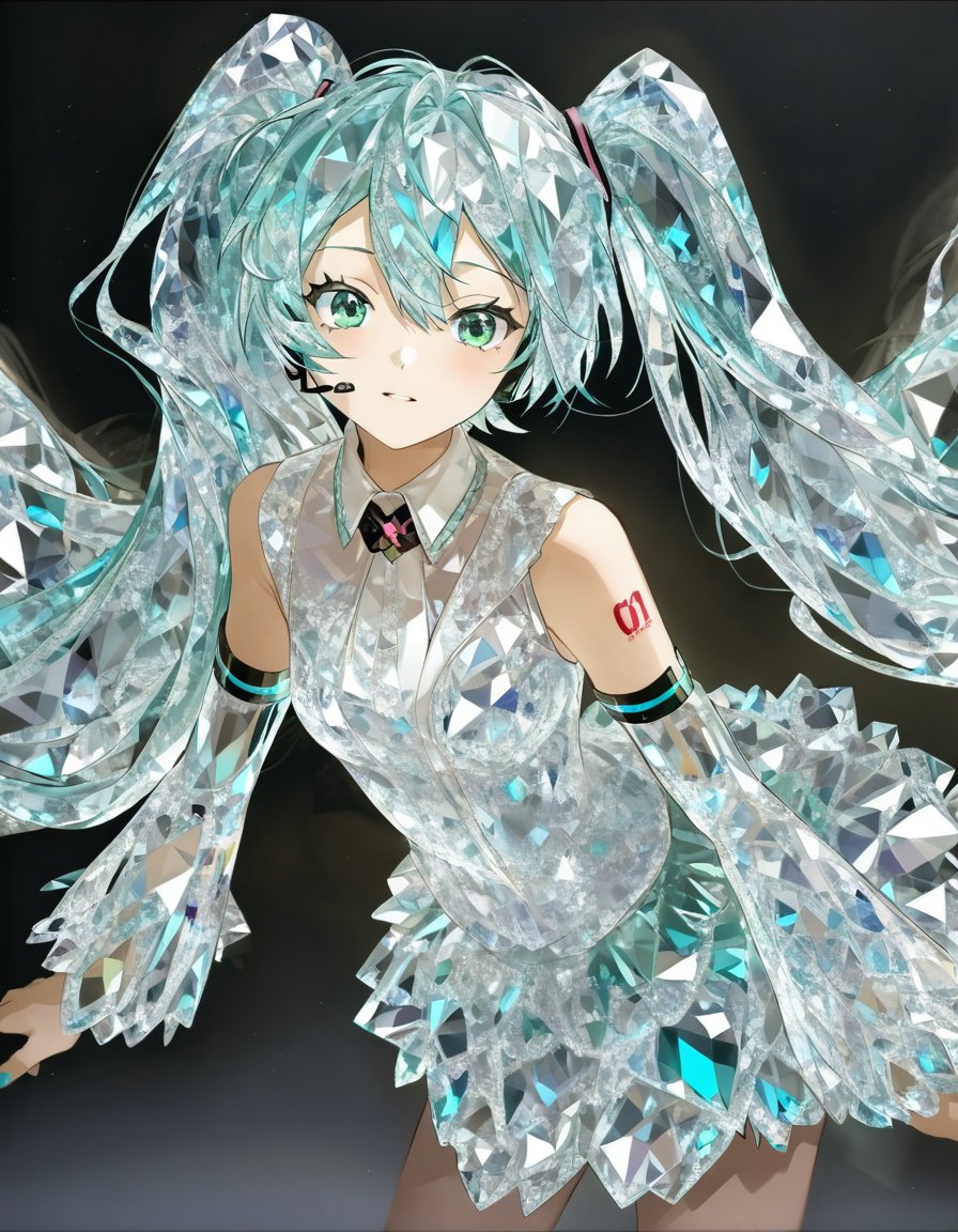 hatsune miku,  crystal hair,  crystal eyes by darkooo on Tensor.Art