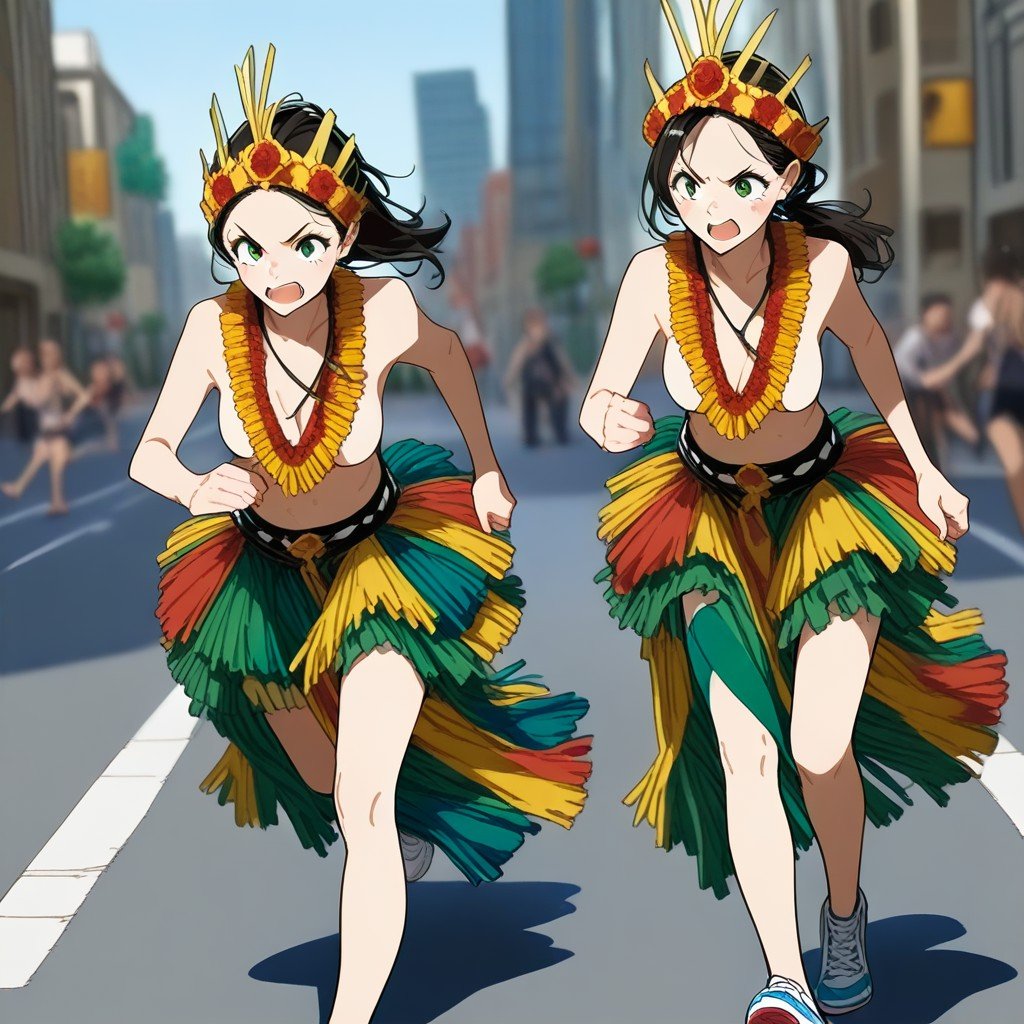 yap day costume,  2girls,  running by Invisidude on Tensor.Art