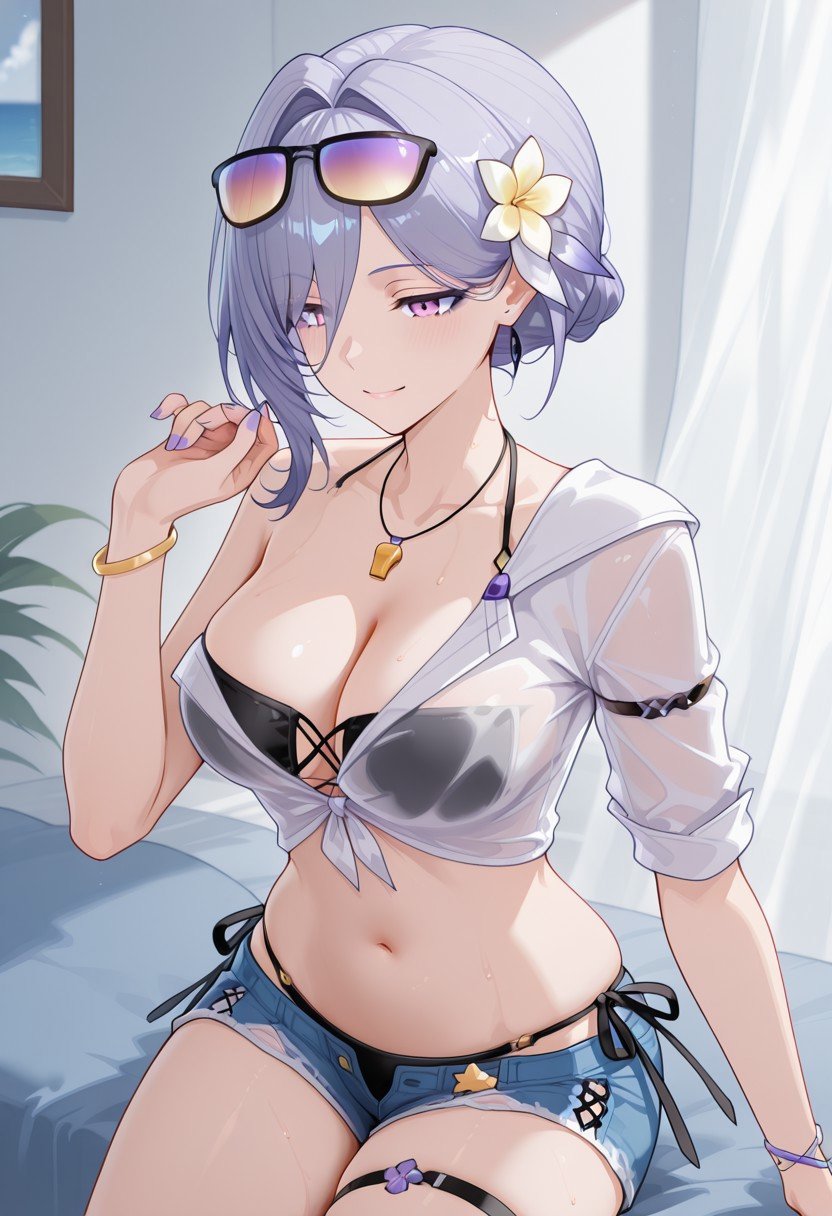 Selene AG,  Seaside Stroll,  pastel purple hair by APC163 on Tensor.Art