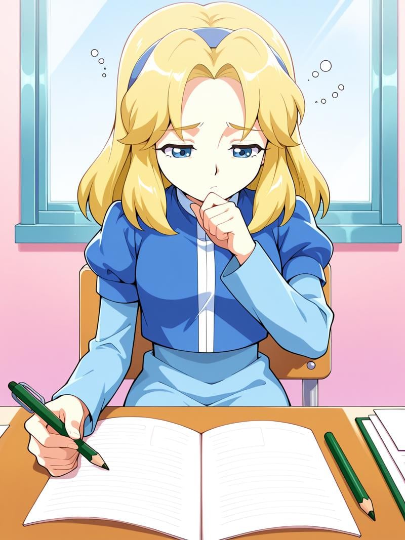 pov,  mariarobotniklong blonde hairschool uniform,  pencil by Ttan on Tensor.Art