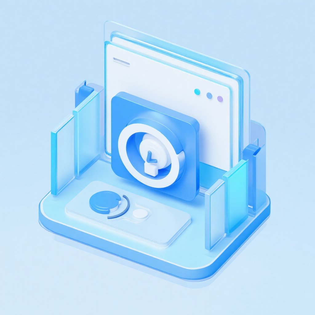 3d Transparent glass a blue icon with a white button and a blue circle Rendering by Sec银河 on Tensor.Art